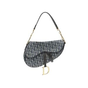 Christian Dior Trotter Saddle Bag One Shoulder Hobo Navy Blue Galliano